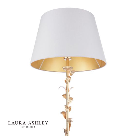Där Lighting Laura Ashley Halton Floor Lamp Distressed Gold Leaf With Shade