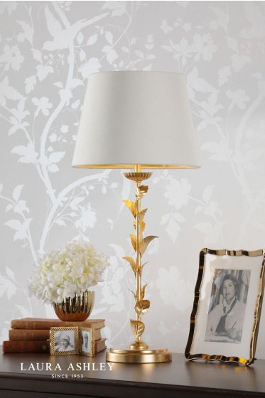 Där Lighting Laura Ashley Halton Table Lamp Distressed Gold Leaf With Shade