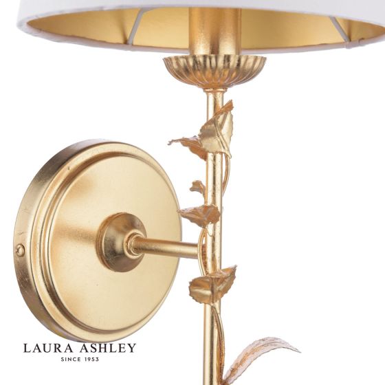 Där Lighting Laura Ashley Halton Wall Light Distressed Gold Leaf With Shade