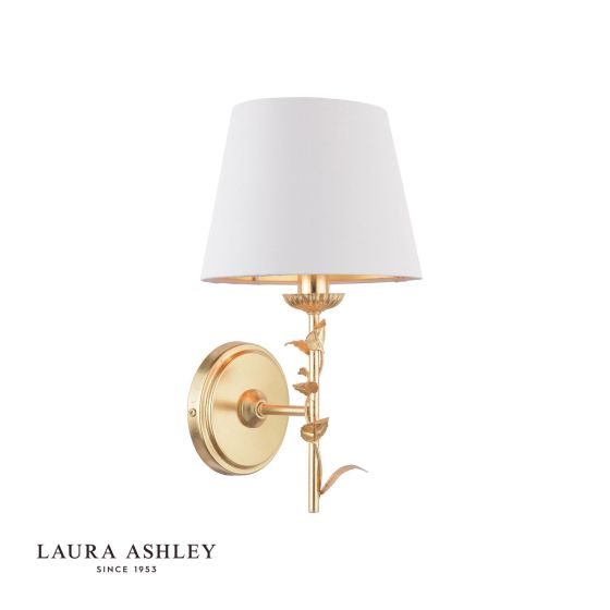 där lighting Laura Ashley Halton Wall Light Distressed Gold Leaf With Shade