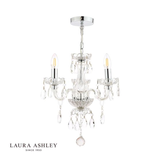 Där Lighting Laura Ashley Harriet 3 Light Crystal & Polished Chrome Chandelier