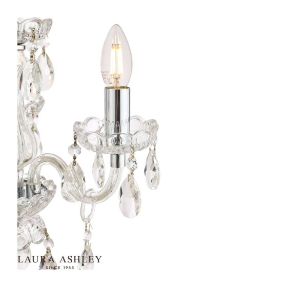 Där Lighting Laura Ashley Harriet 3 Light Crystal & Polished Chrome Chandelier