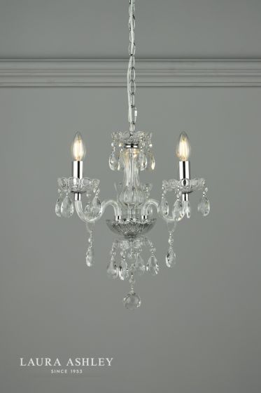 Där Lighting Laura Ashley Harriet 3 Light Crystal & Polished Chrome Chandelier