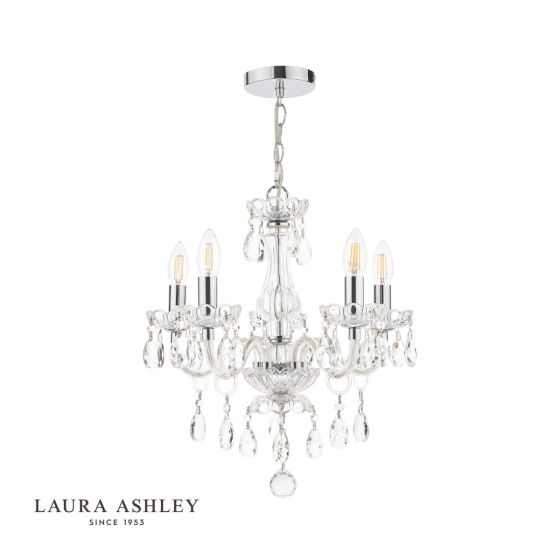 Där Lighting Laura Ashley Harriet 5 Light Crystal & Polished Chrome Chandelier