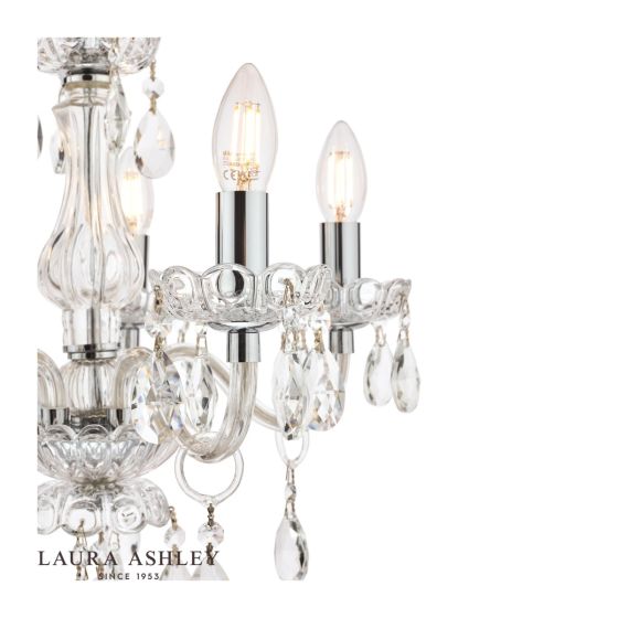 Där Lighting Laura Ashley Harriet 5 Light Crystal & Polished Chrome Chandelier