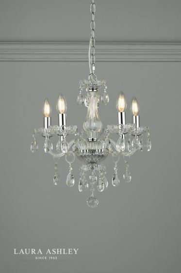 Där Lighting Laura Ashley Harriet 5 Light Crystal & Polished Chrome Chandelier
