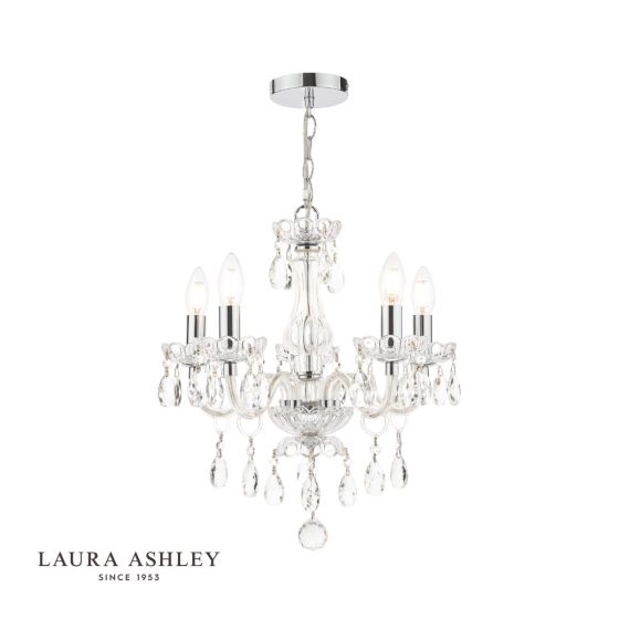 där lighting Laura Ashley Harriet 5 Light Crystal & Polished Chrome Chandelier