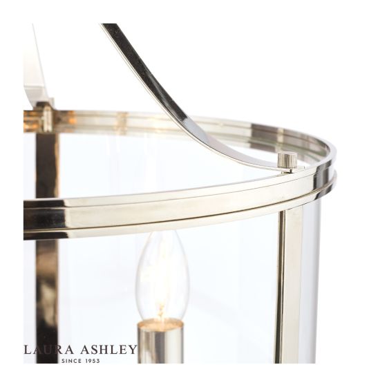 Där Lighting Laura Ashley Harrington 3lt Pendant Polished Nickel Glass