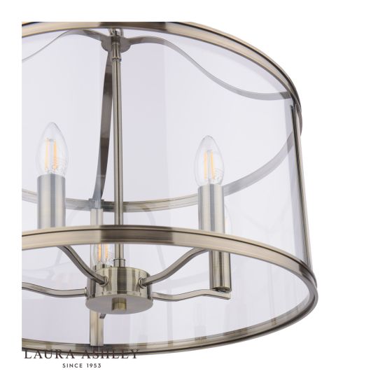 Där Lighting Laura Ashley Harrington 5 Light Pendant Antique Brass & Glass