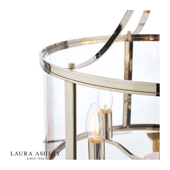 Där Lighting Laura Ashley Harrington 5lt Pendant Polished Nickel Glass