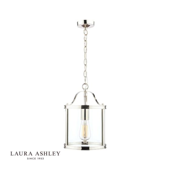 Där Lighting Laura Ashley Harrington Lantern Polished Nickel Glass