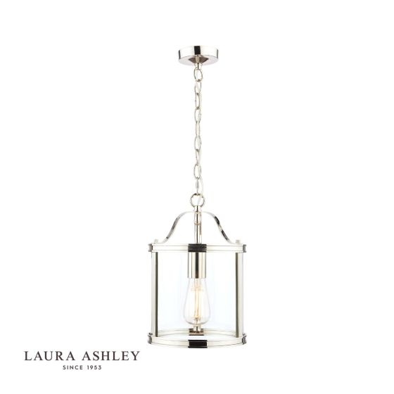 där lighting Laura Ashley Harrington Lantern Polished Nickel Glass