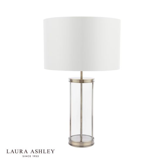 Där Lighting Laura Ashley Harrington Large Table Lamp Antique Brass And Glass With Shade
