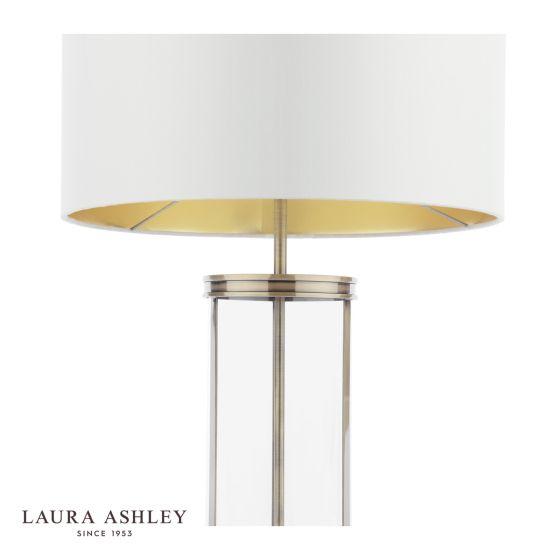 Där Lighting Laura Ashley Harrington Large Table Lamp Antique Brass And Glass With Shade