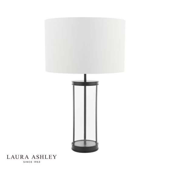 Där Lighting Laura Ashley Harrington Large Table Lamp Matt Black And Glass With Shade