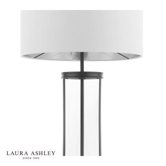 Där Lighting Laura Ashley Harrington Large Table Lamp Matt Black And Glass With Shade