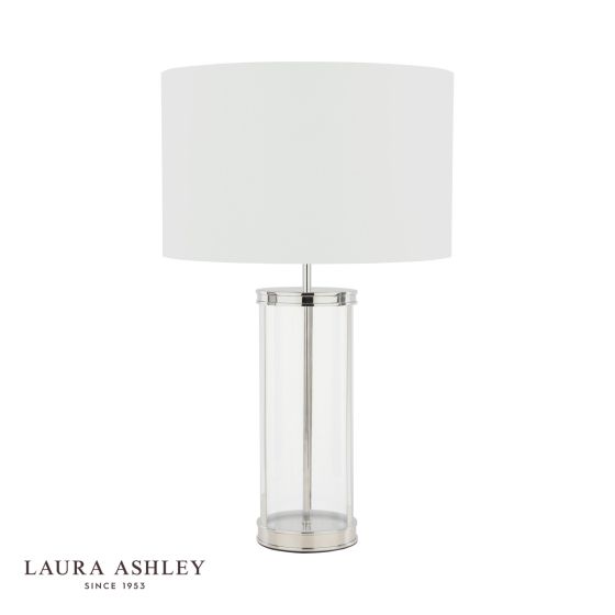 Där Lighting Laura Ashley Harrington Large Table Lamp Polished Nickel And Glass With Shade