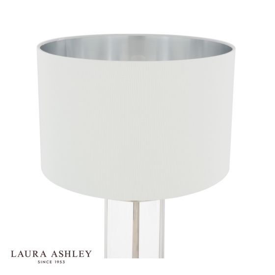 Där Lighting Laura Ashley Harrington Large Table Lamp Polished Nickel And Glass With Shade