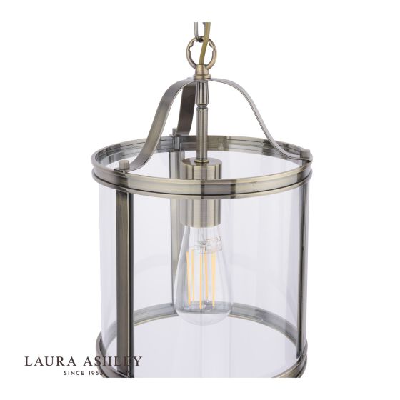 Där Lighting Laura Ashley Harrington Pendant Antique Brass & Glass