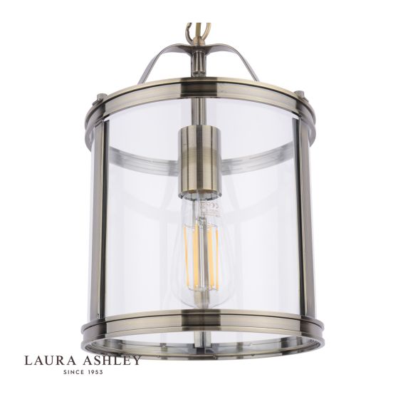 Där Lighting Laura Ashley Harrington Pendant Antique Brass & Glass