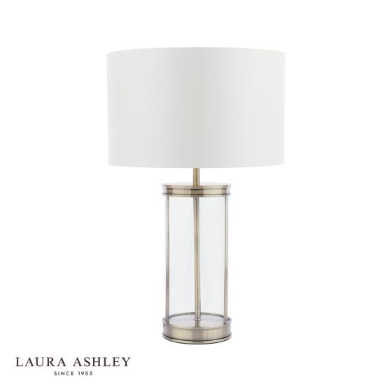 Där Lighting Laura Ashley Harrington Small Table Lamp Antique Brass And Glass With Shade