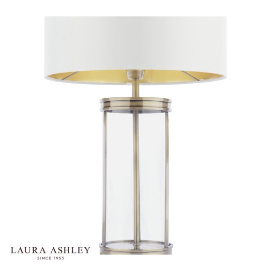 Där Lighting Laura Ashley Harrington Small Table Lamp Antique Brass And Glass With Shade