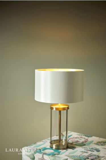 Där Lighting Laura Ashley Harrington Small Table Lamp Antique Brass And Glass With Shade