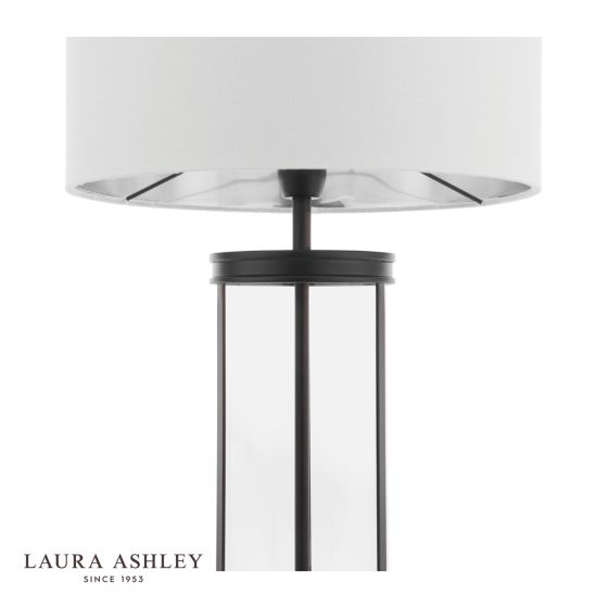 Där Lighting Laura Ashley Harrington Small Table Lamp Matt Black And Glass With Shade