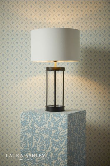 Där Lighting Laura Ashley Harrington Small Table Lamp Matt Black And Glass With Shade