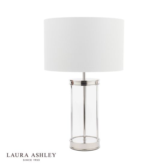 Där Lighting Laura Ashley Harrington Small Table Lamp Polished Nickel And Glass With Shade