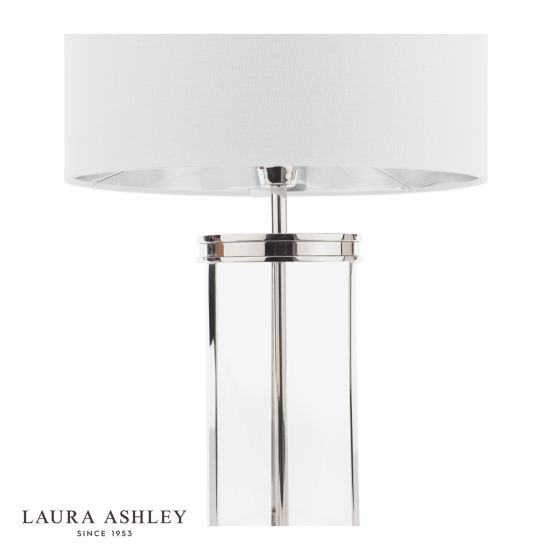 Där Lighting Laura Ashley Harrington Small Table Lamp Polished Nickel And Glass With Shade