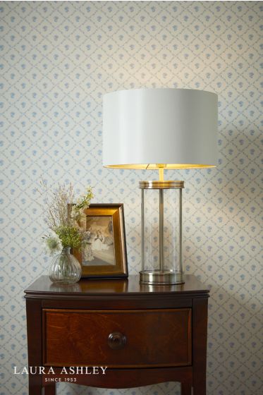 Där Lighting Laura Ashley Harrington Small Table Lamp Polished Nickel And Glass With Shade