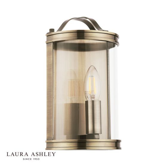 Där Lighting Laura Ashley Harrington Wall Light Antique Brass And Glass