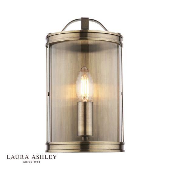 Där Lighting Laura Ashley Harrington Wall Light Antique Brass And Glass