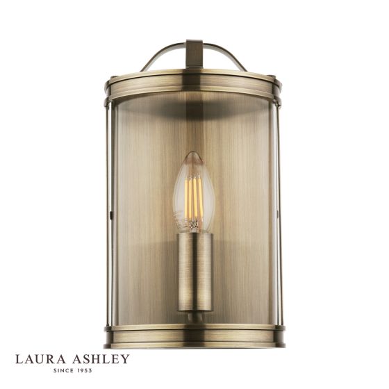 Där Lighting Laura Ashley Harrington Wall Light Antique Brass And Glass