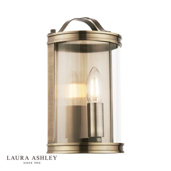 där lighting Laura Ashley Harrington Wall Light Antique Brass and Glass