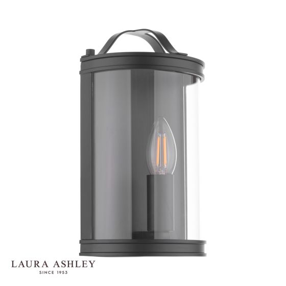 Där Lighting Laura Ashley Harrington Wall Light Matt Black And Glass