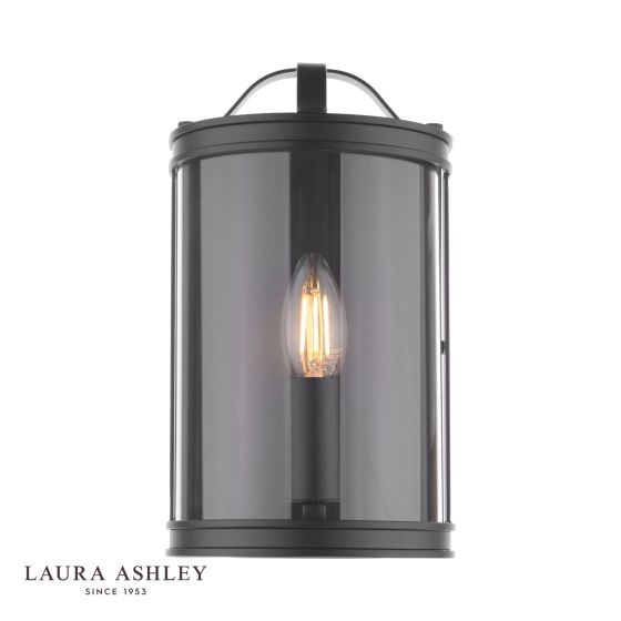 Där Lighting Laura Ashley Harrington Wall Light Matt Black And Glass