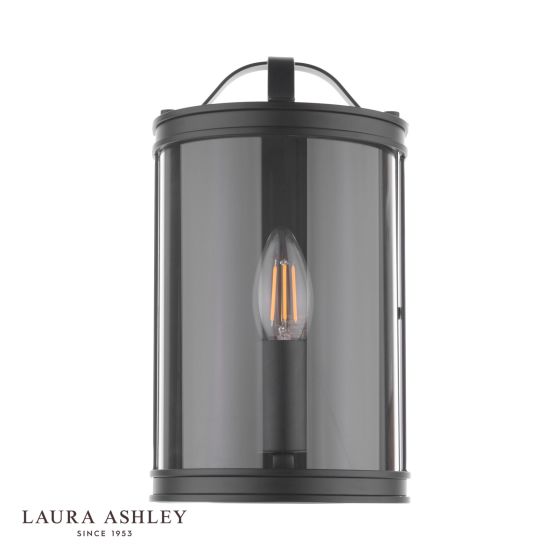Där Lighting Laura Ashley Harrington Wall Light Matt Black And Glass