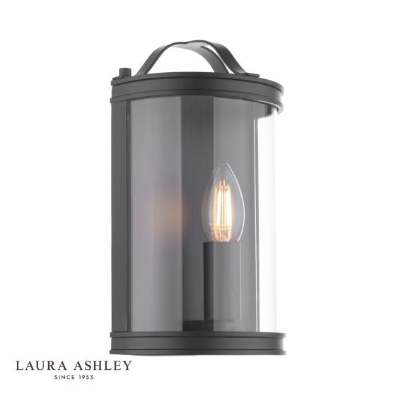 där lighting Laura Ashley Harrington Wall Light Matt Black and Glass
