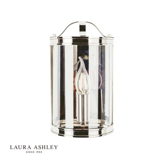 Där Lighting Laura Ashley Harrington Wall Light Polished Nickel Glass