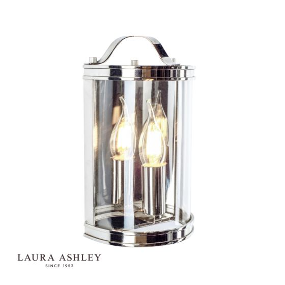 Där Lighting Laura Ashley Harrington Wall Light Polished Nickel Glass