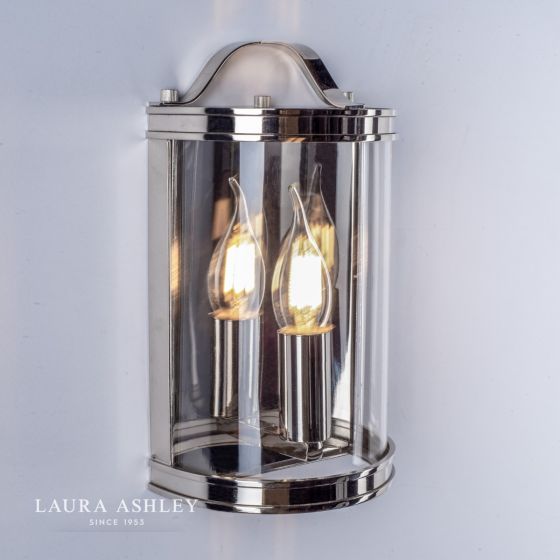 Där Lighting Laura Ashley Harrington Wall Light Polished Nickel Glass