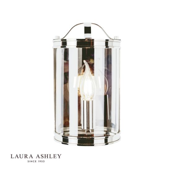 där lighting Laura Ashley Harrington Wall Light Polished Nickel Glass