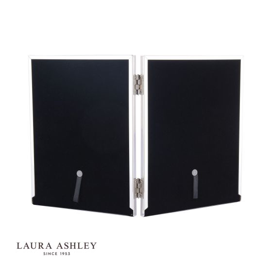 Där Lighting Laura Ashley Harrison Double Photo Frame Polished Silver Linen 4x6 Inch