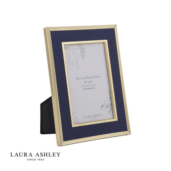där lighting Laura Ashley Harrison Photo Frame Brushed Brass and Blue 4