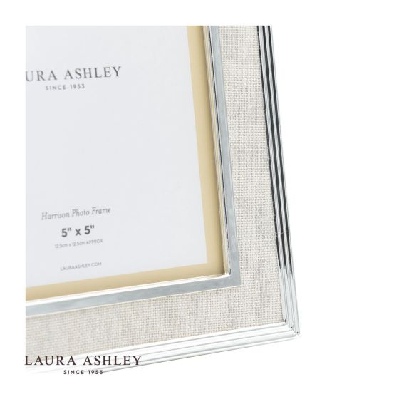 Där Lighting Laura Ashley Harrison Photo Frame Polished Silver Linen 5x5 Inch