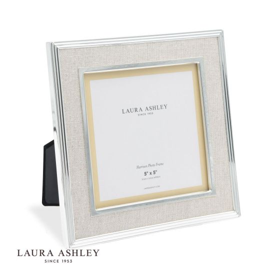 där lighting Laura Ashley Harrison Photo Frame Polished Silver Linen 5x5 Inch