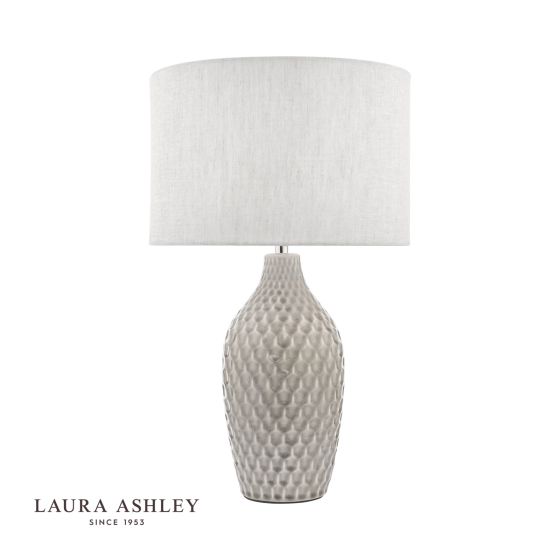 Där Lighting Laura Ashley Heathfield Ceramic Table Lamp Gloss Grey With Shade
