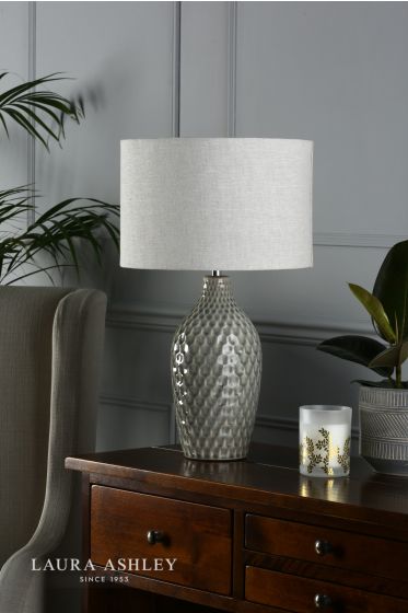 Där Lighting Laura Ashley Heathfield Ceramic Table Lamp Gloss Grey With Shade